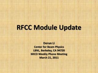 RFCC Module Update