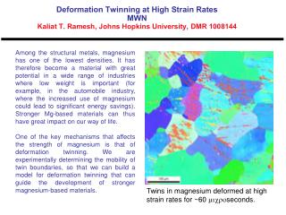 Twins in magnesium deformed at high strain rates for ~60 micro seconds.