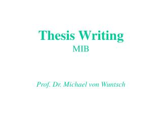 Thesis Writing MIB