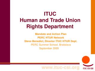 ITUC Human and Trade Union Rights Department
