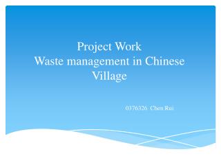 Project Work Waste management in Chinese Village