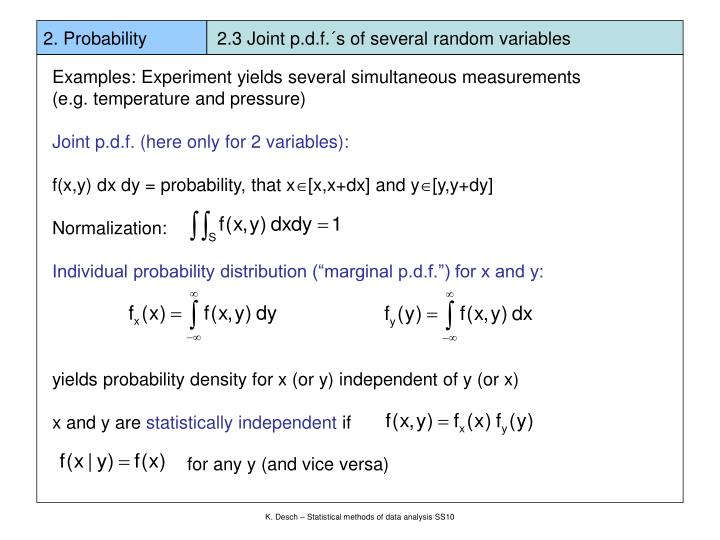 2 probability 2 3 joint p d f s of several random variables