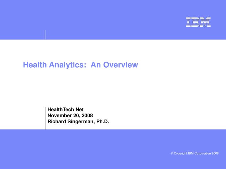 health analytics an overview