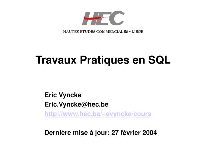 travaux pratiques en sql