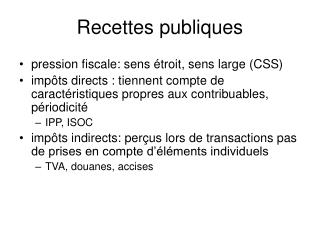recettes publiques