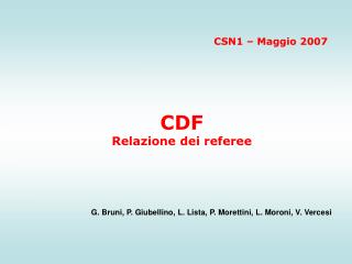 cdf relazione dei referee