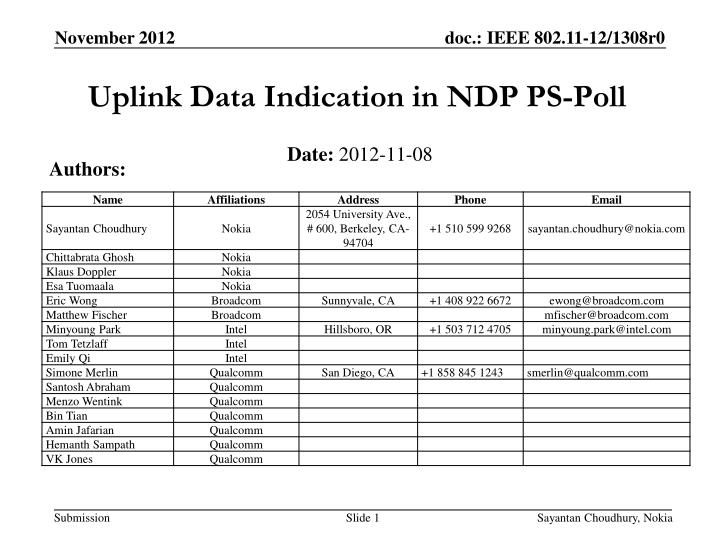 uplink data indication in ndp ps poll