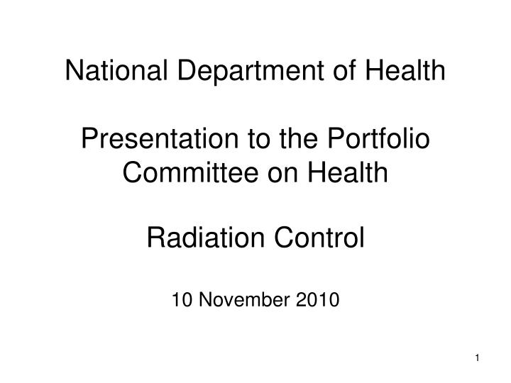 national department of health presentation to the portfolio committee on health