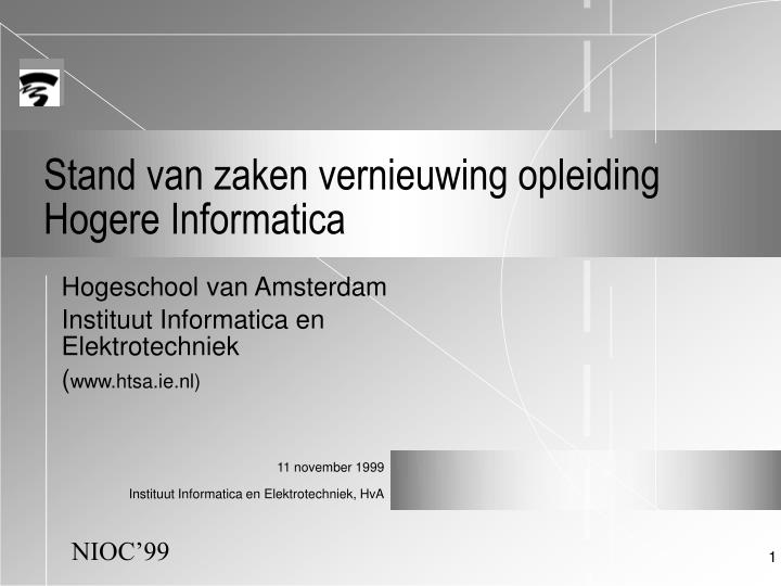 stand van zaken vernieuwing opleiding hogere informatica