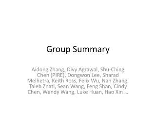 Group Summary
