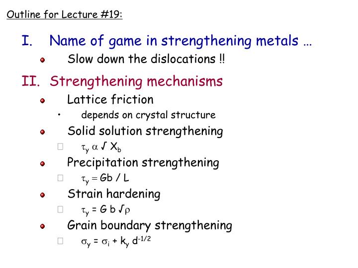 outline for lecture 19