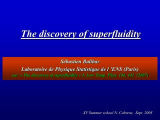 The discovery of superfluidity