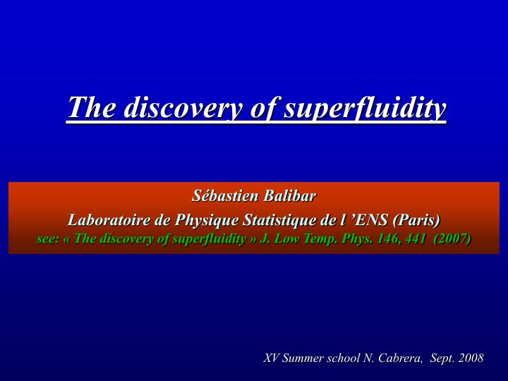 the discovery of superfluidity