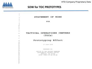 SOW for TOC PROTOTYPES