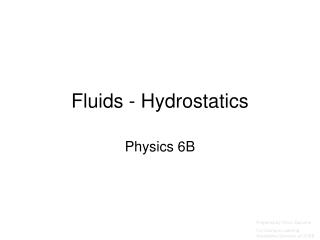 Fluids - Hydrostatics