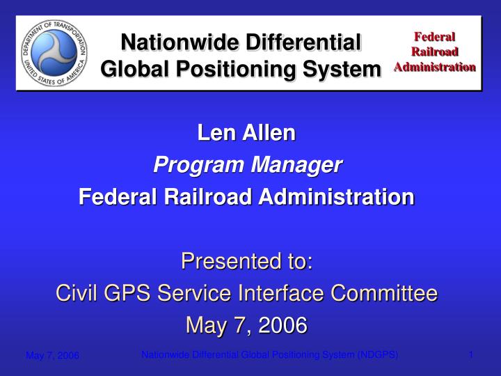 nationwide differential global positioning system