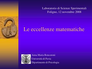 le eccellenze matematiche