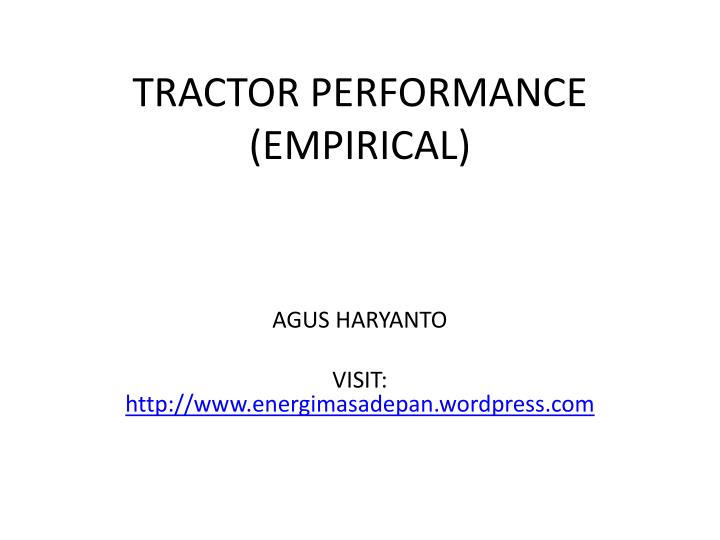 tractor performance empirical