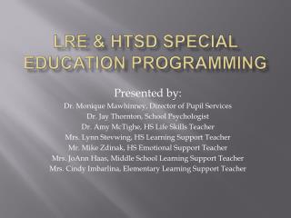 LRE &amp; HTSD Special Education Programming