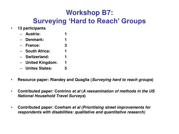 workshop b7 surveying hard to reach groups