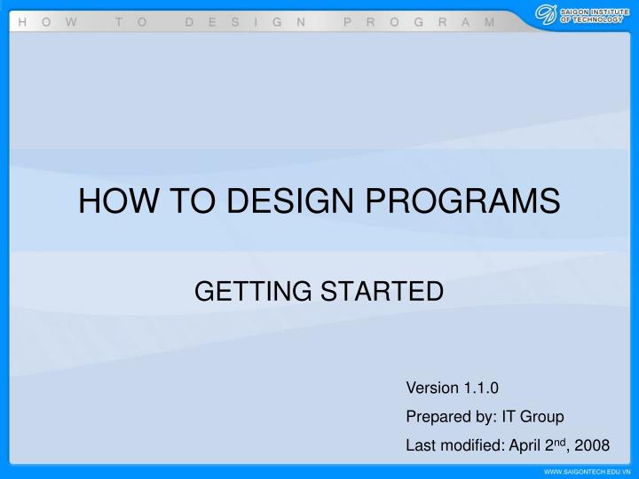 how to design programs