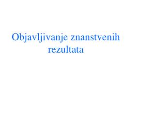 objavljivanje znanstvenih rezultata
