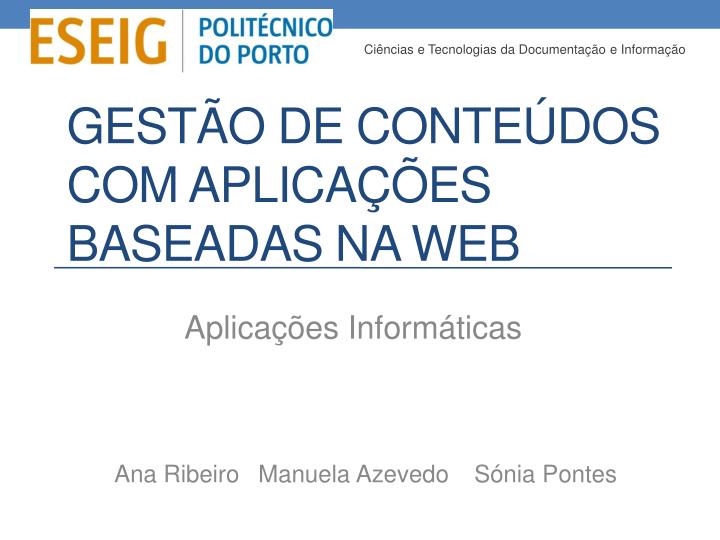 gest o de conte dos com aplica es baseadas na web