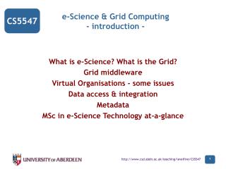 e-Science &amp; Grid Computing - introduction -
