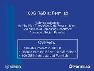 100G R&amp;D at Fermilab