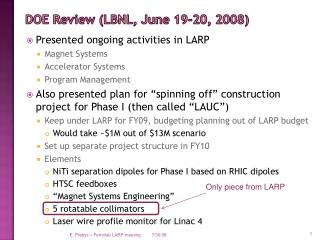 DOE Review (LBNL, June 19-20, 2008)