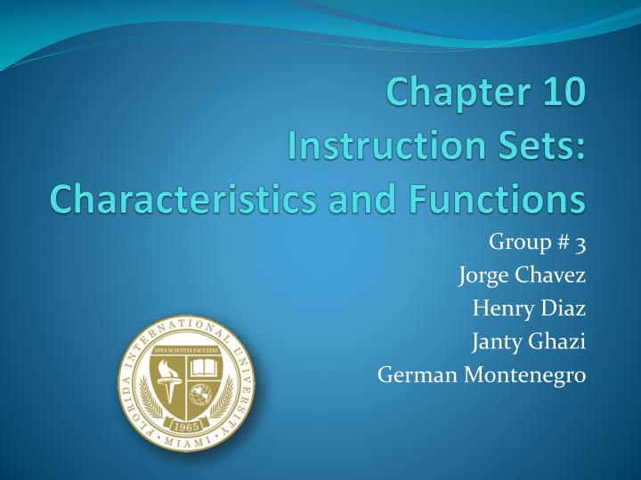 chapter 10 instruction sets characteristics and functions