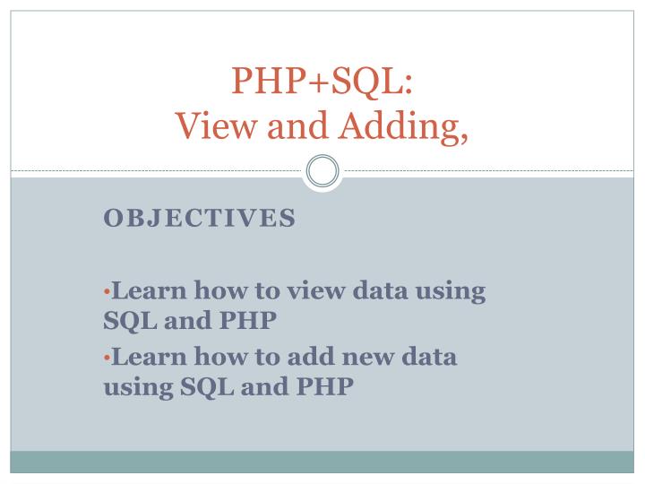 php sql view and adding