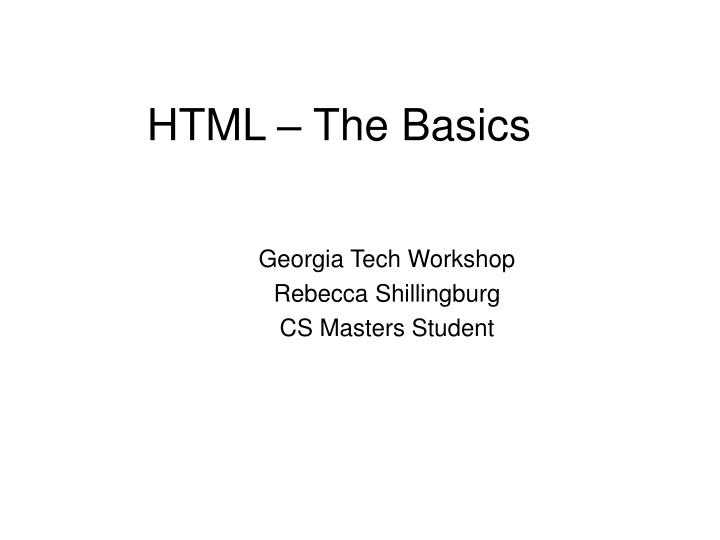 html the basics