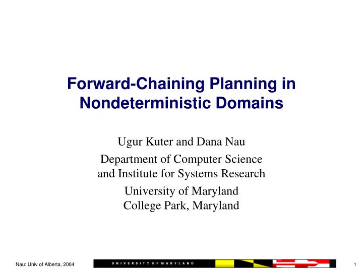 forward chaining planning in nondeterministic domains