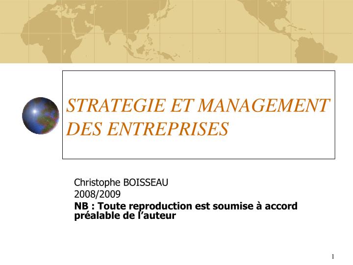 strategie et management des entreprises