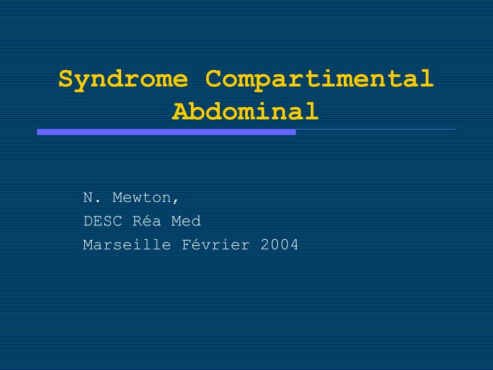 syndrome compartimental abdominal