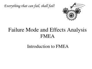 Failure Mode and Effects Analysis FMEA