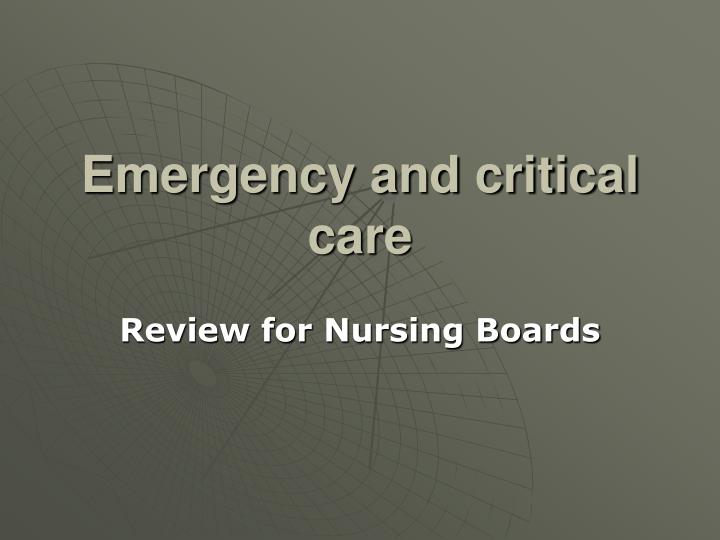 emergency and critical care