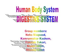 Human Body System DIGESTIVE SYSTEM