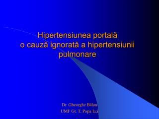 Hipertensiunea portală o cauză ignorată a hipertensiunii pulmonare