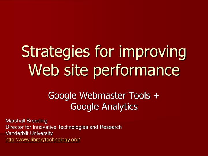 strategies for improving web site performance