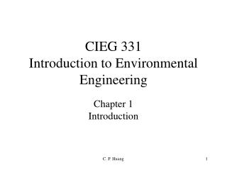 CIEG 331 Introduction to Environmental Engineering