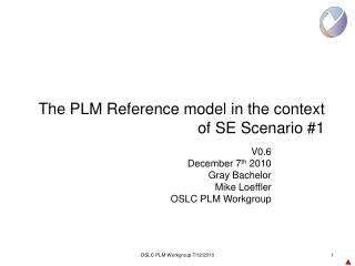 The PLM Reference model in the context of SE Scenario #1