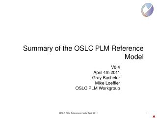 Summary of the OSLC PLM Reference Model
