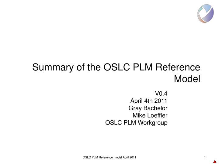 summary of the oslc plm reference model