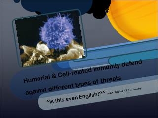 Humorial &amp; Cell-related immunity defend against different types of threats.