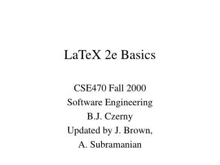 LaTeX 2e Basics