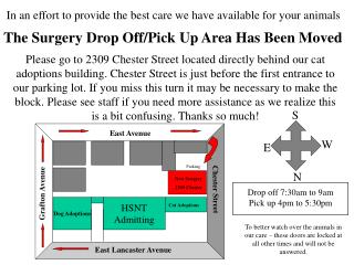 The Surgery Drop Off/Pick Up Area Has Been Moved