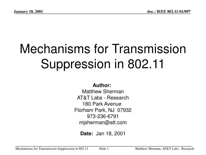 mechanisms for transmission suppression in 802 11