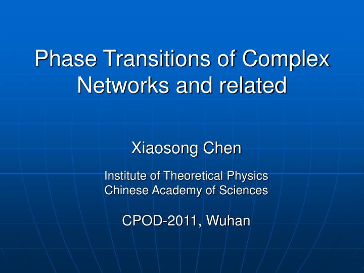 phase transitions of complex networks and related